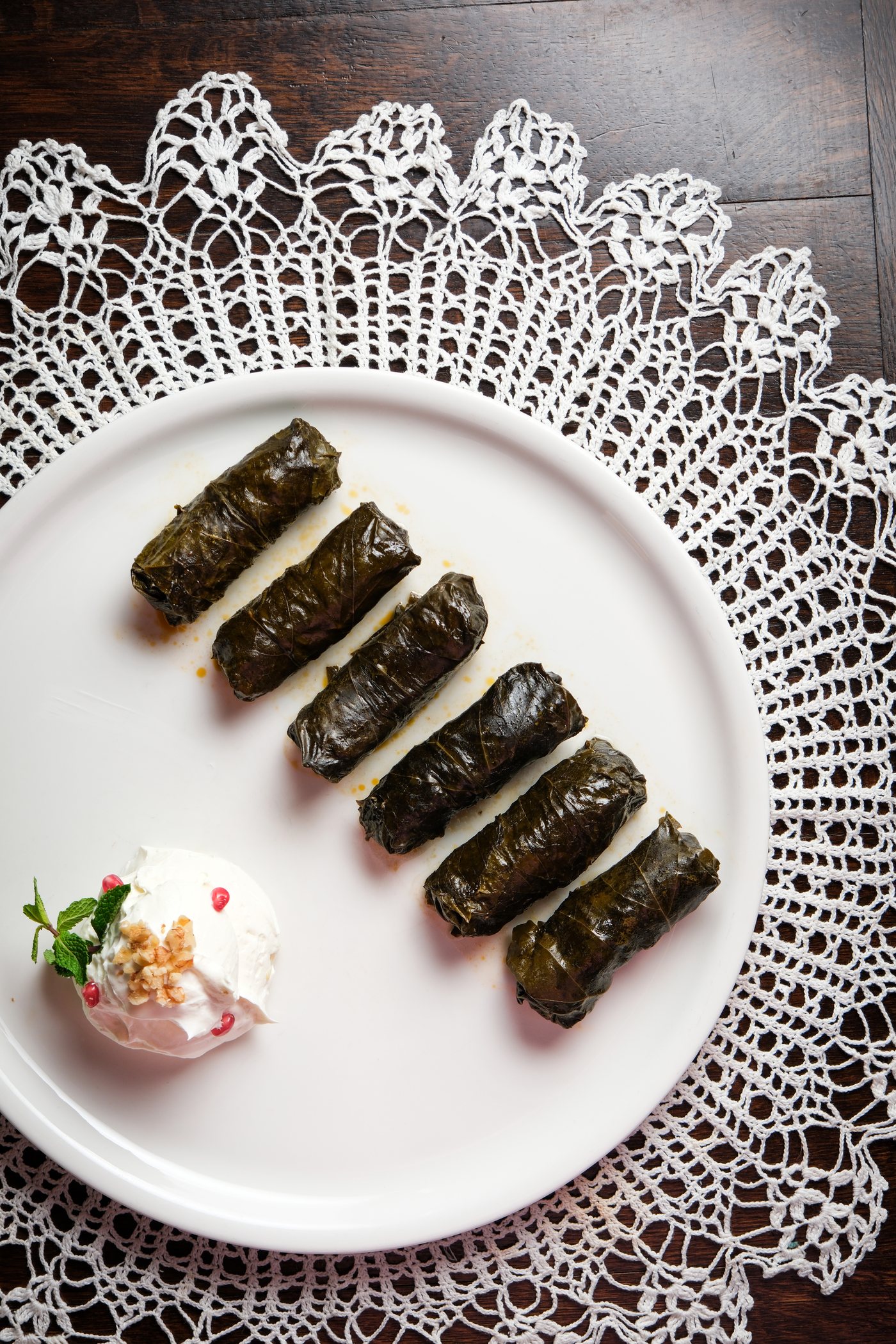 Signature dolma platter on lace